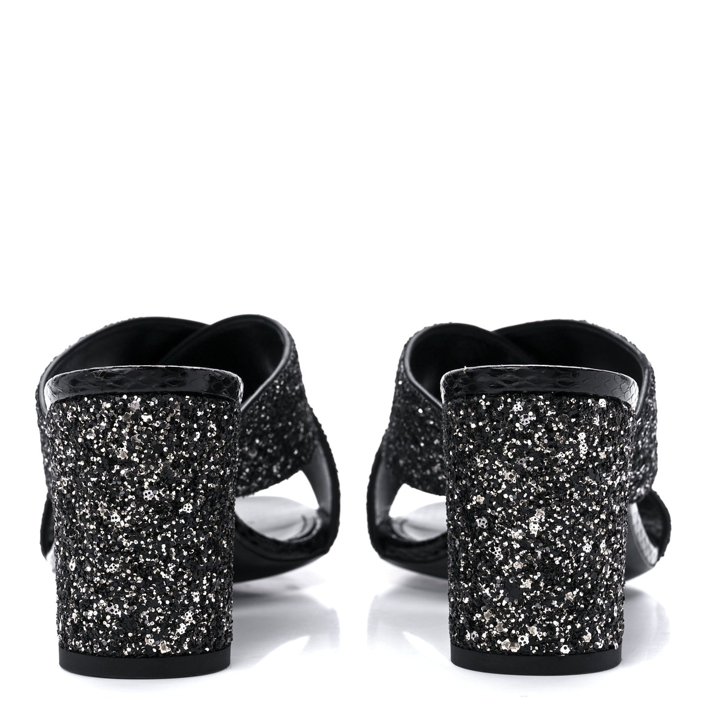 Glitter LouLou 70 Mule Sandals 38.5 Black Gold