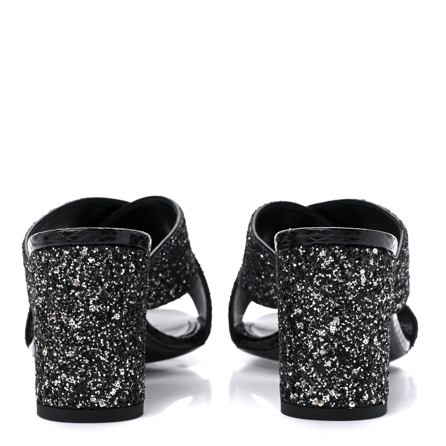 Saint Laurent Glitter LouLou 70 Mule Sandals 38.5 Black Gold 6 of 10