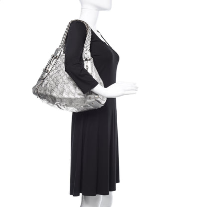 Gucci Metallic Guccissima Small Pelham Shoulder Bag Silver 2 of 14