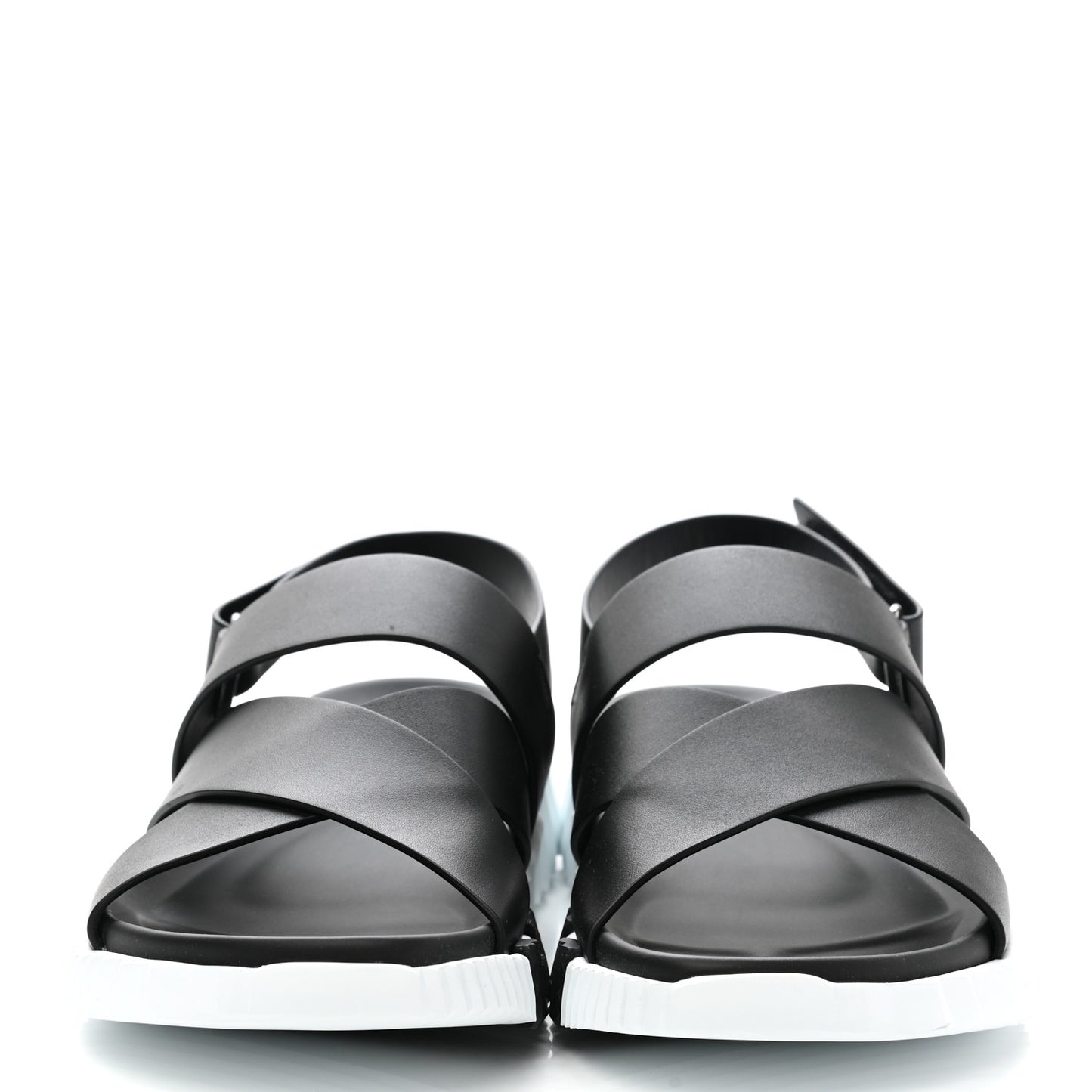 Calfskin Goatskin Mens Electric Sandals 43 Black White