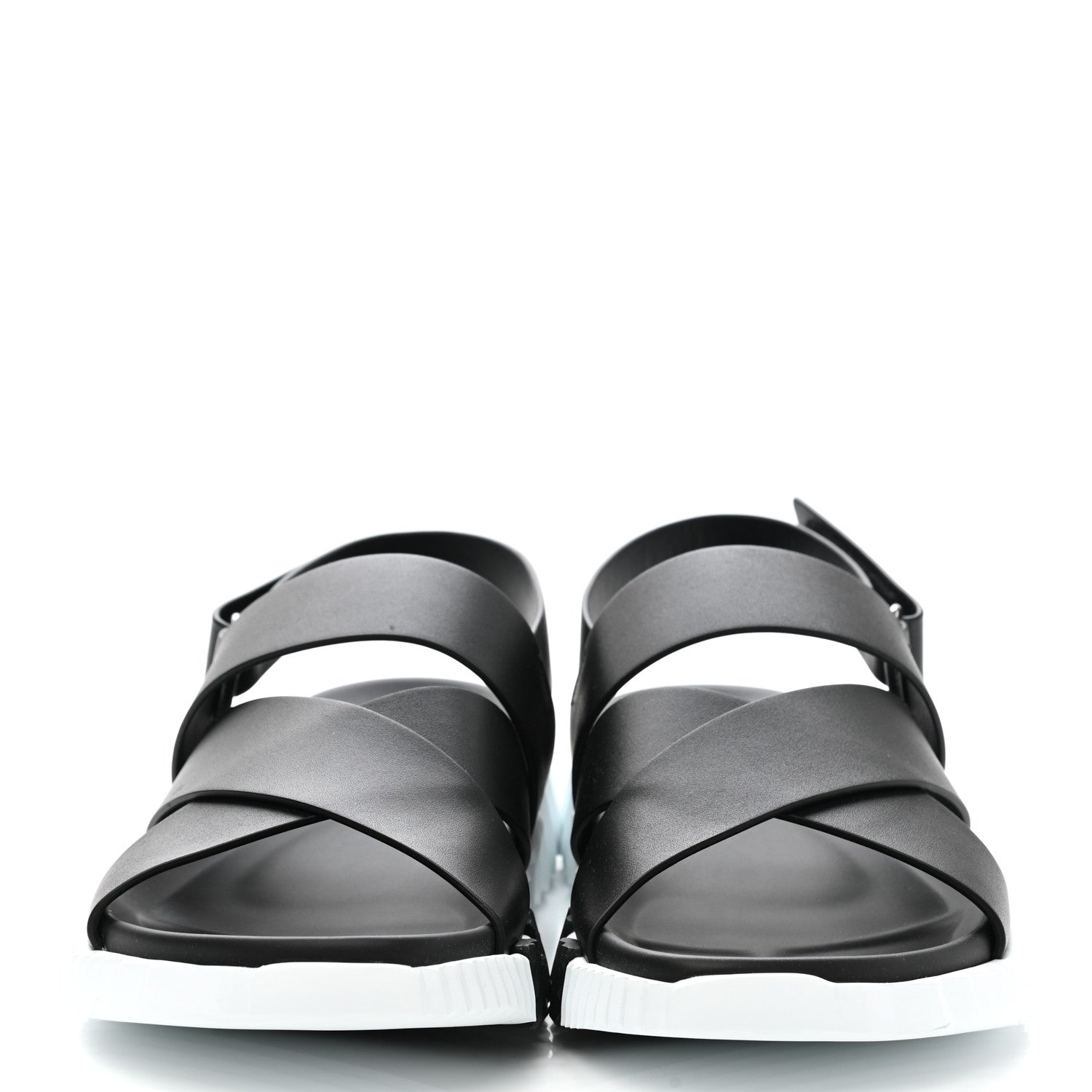 Hermes Calfskin Goatskin Mens Electric Sandals 43 Black White 2 of 10