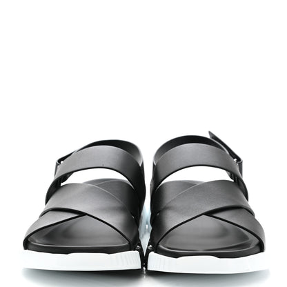 Hermes Calfskin Goatskin Mens Electric Sandals 43 Black White 2 of 10