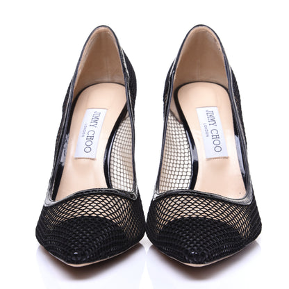 Jimmy Choo Mesh Patent Pointy Toe Romy 100 Pumps 40 Black 2 of 10
