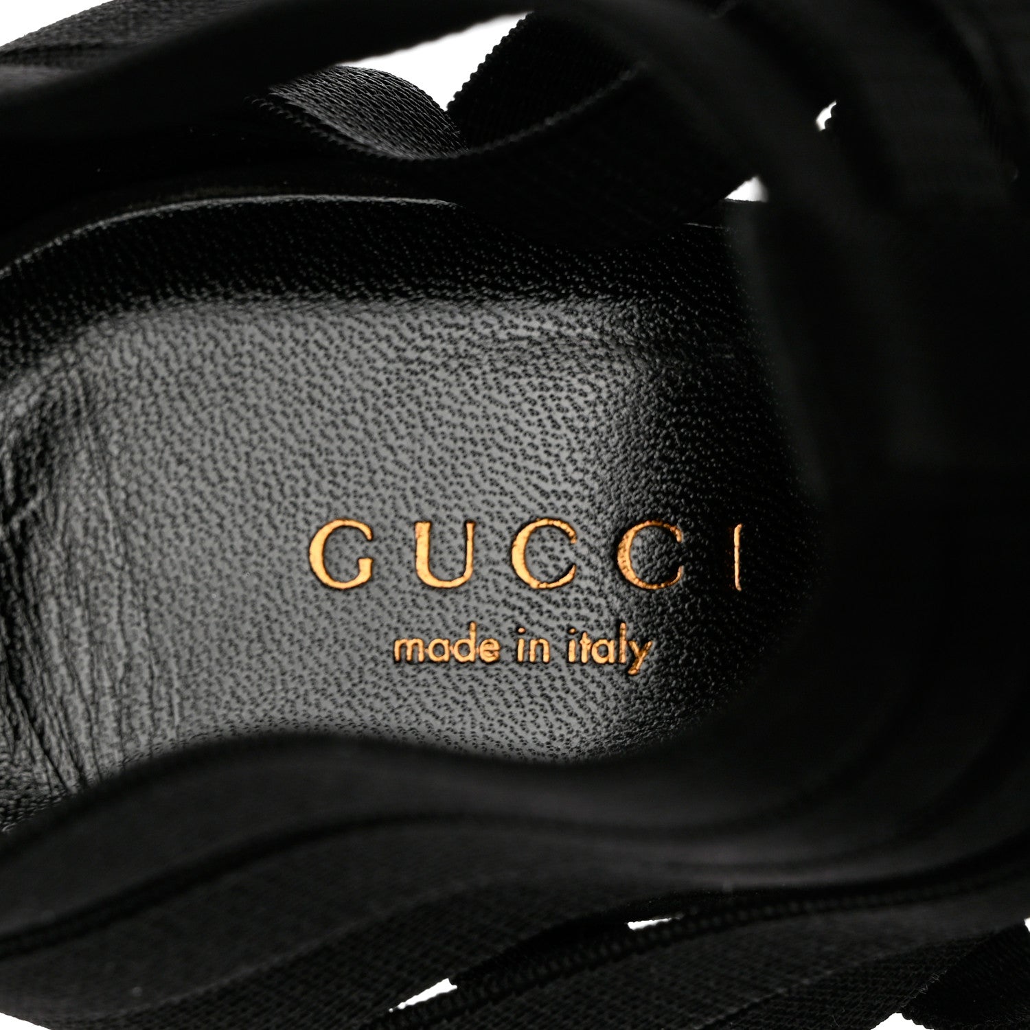 Gucci Nappa Elastic Moony Kid Heeled Sandals 37.5 Black 6 of 10