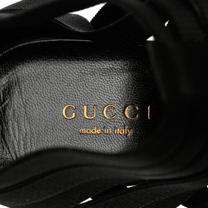 Gucci Nappa Elastic Moony Kid Heeled Sandals 37.5 Black 6 of 10