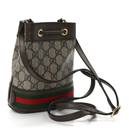 Gucci GG Supreme Monogram Web Mini Ophidia Bucket Bag Brown 3 of 13
