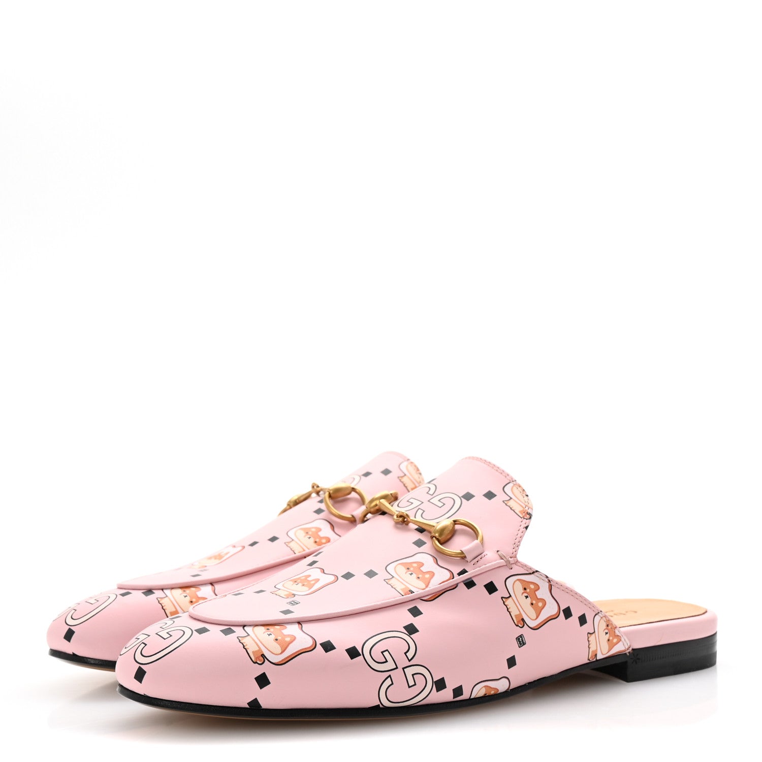Gucci X PIKARAR Calfskin Monogram Print Womens Princetown Slippers 38.5 Pink Multicolor 4 of 10