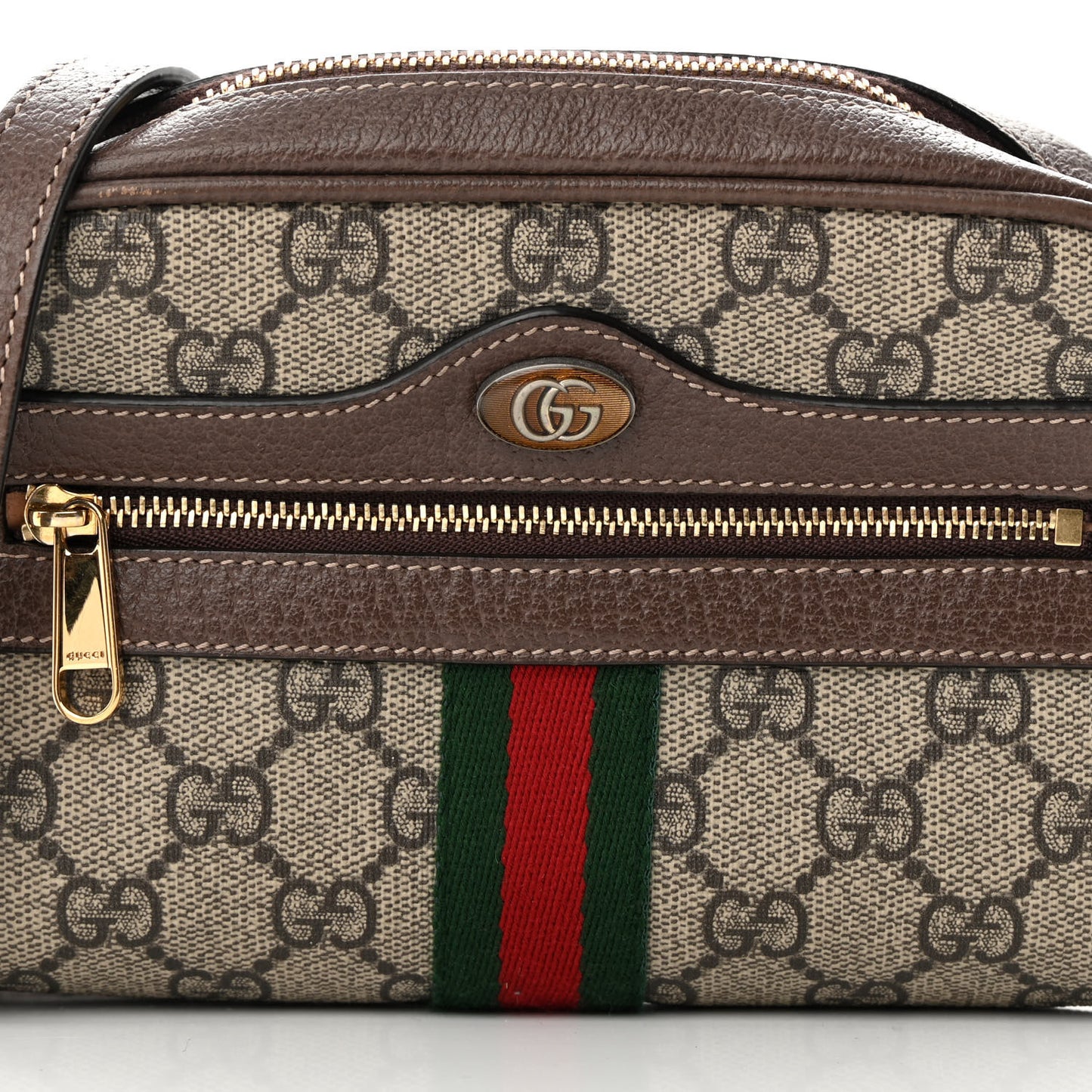 GG Supreme Monogram Web Mini Ophidia Shoulder Bag Brown