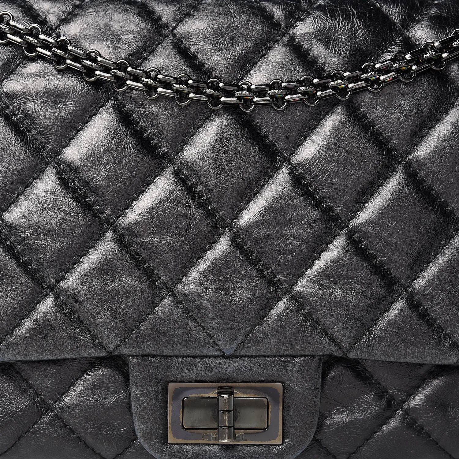Chanel Metallic Aged Calfskin Quilted 2.55 Reissue 227 Flap So Black 9 of 24