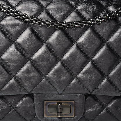 Chanel Metallic Aged Calfskin Quilted 2.55 Reissue 227 Flap So Black 9 of 24