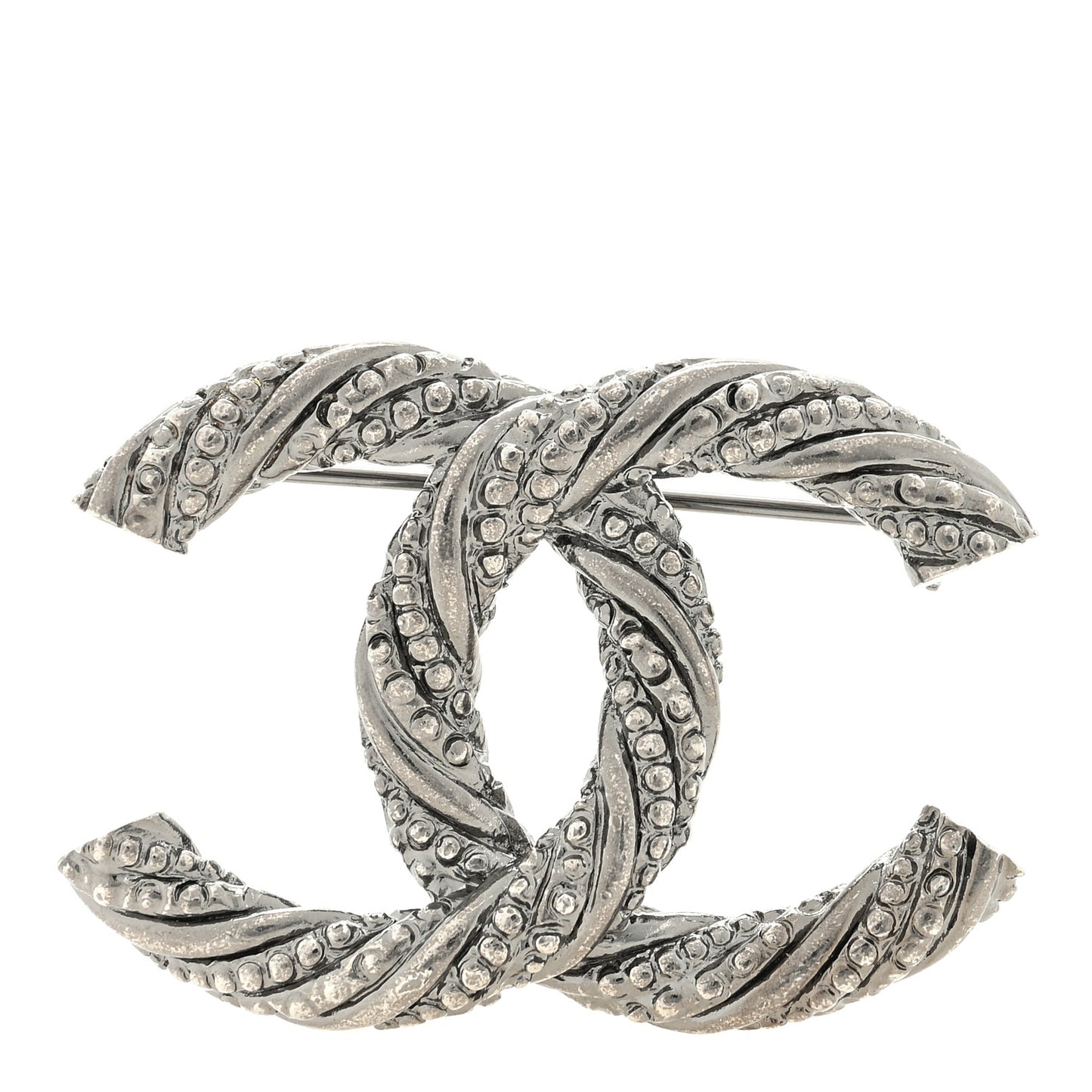 Crystal Twisted CC Brooch Silver