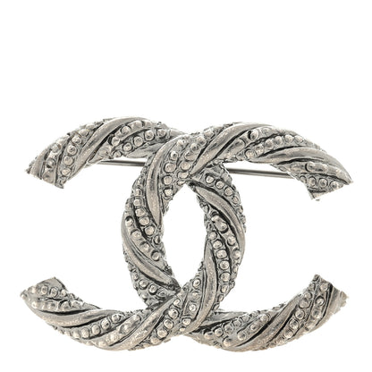 Chanel Crystal Twisted CC Brooch Silver 1 of 3
