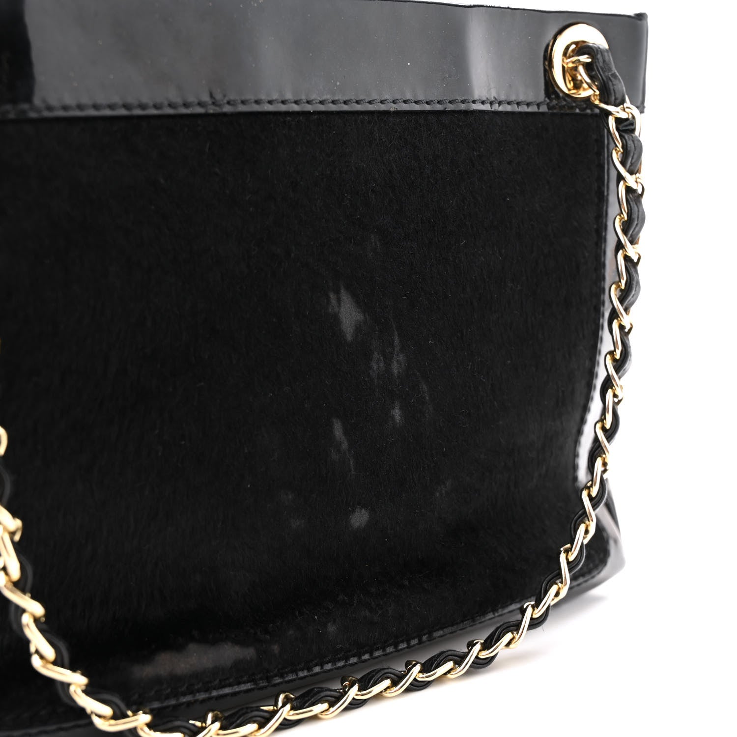 Chanel Patent Pony Hair Small Pocket Tote Black 13 of 16