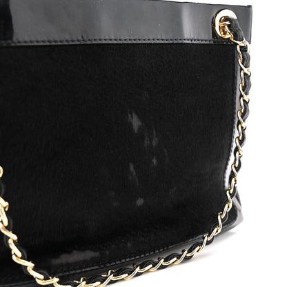 Chanel Patent Pony Hair Small Pocket Tote Black 13 of 16