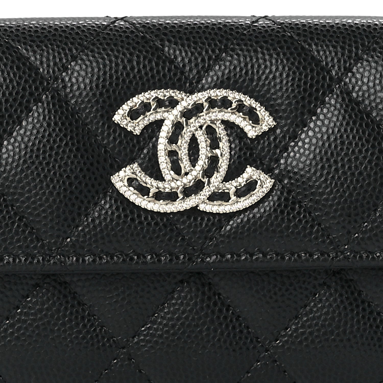 Chanel Caviar Quilted Crystal CC Flap Card Holder Black 9 of 13