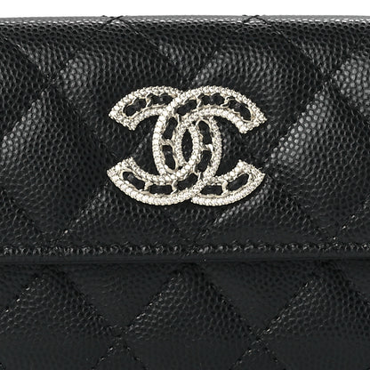 Chanel Caviar Quilted Crystal CC Flap Card Holder Black 9 of 13