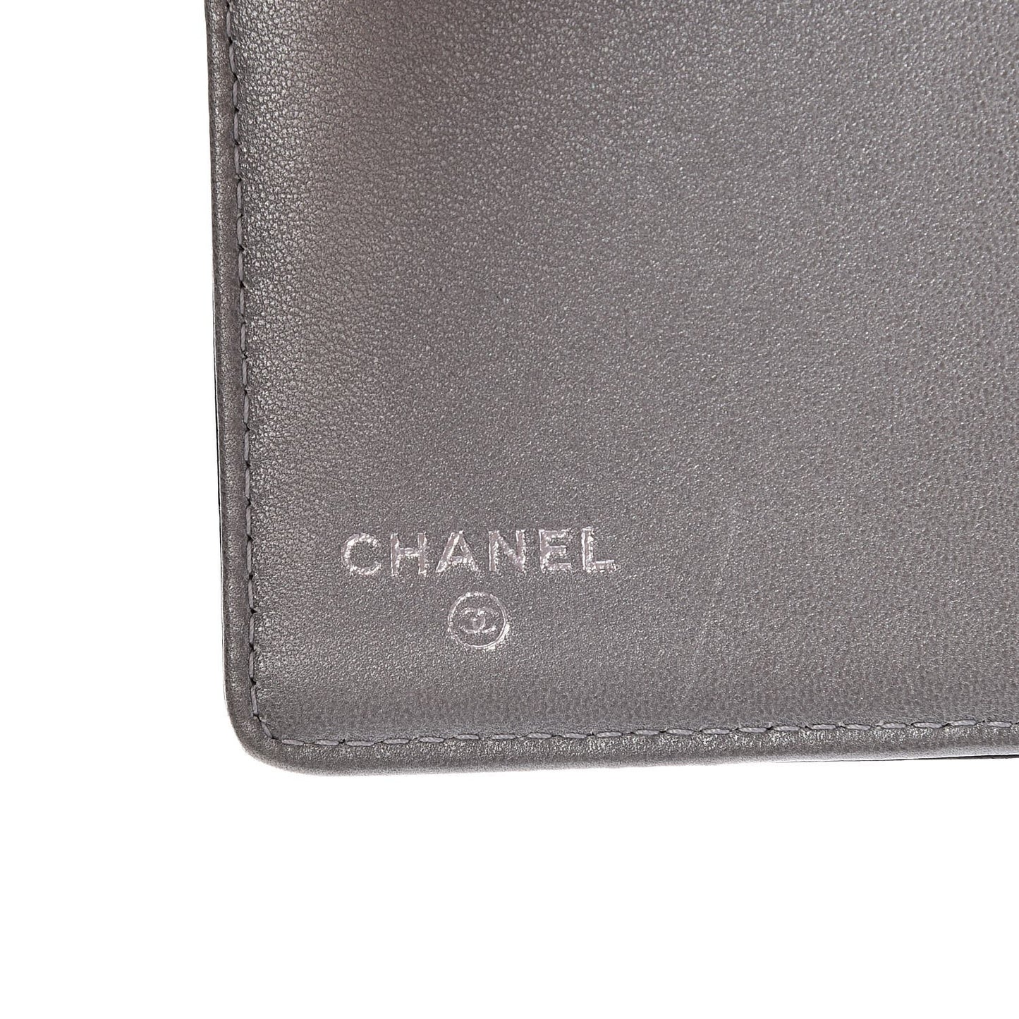 Lambskin Camellia Embossed Yen Wallet Black