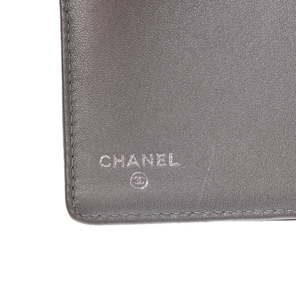 Chanel Lambskin Camellia Embossed Yen Wallet Black 6 of 9
