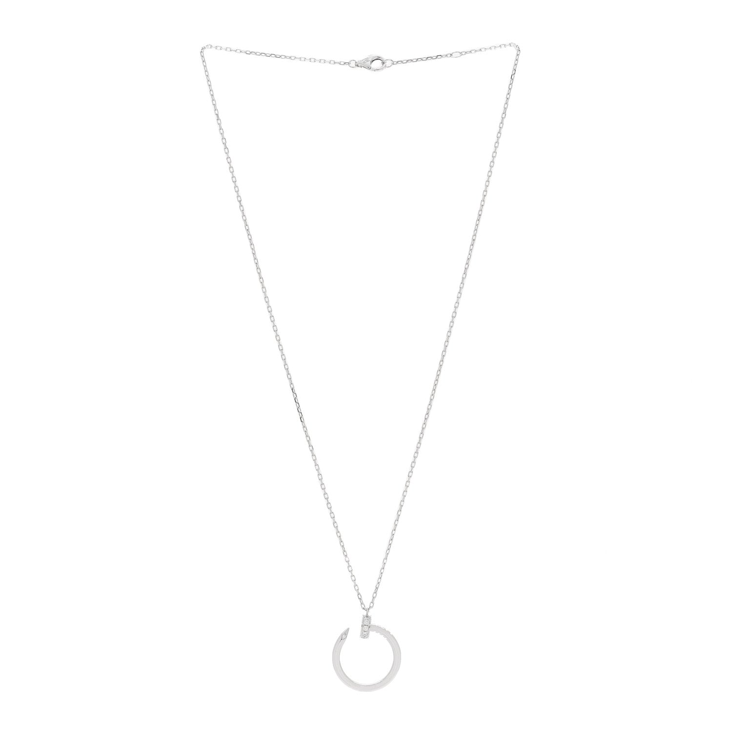 Cartier 18K White Gold Diamond Juste Un Clou Pendant Necklace 3 of 7