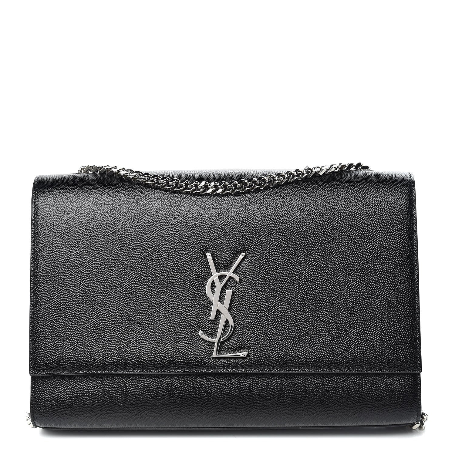 Saint Laurent Grain De Poudre Large Classic Monogram Kate Satchel Black 1 of 11