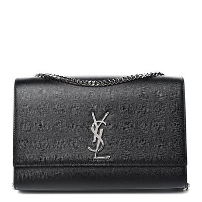 Saint Laurent Grain De Poudre Large Classic Monogram Kate Satchel Black 1 of 11