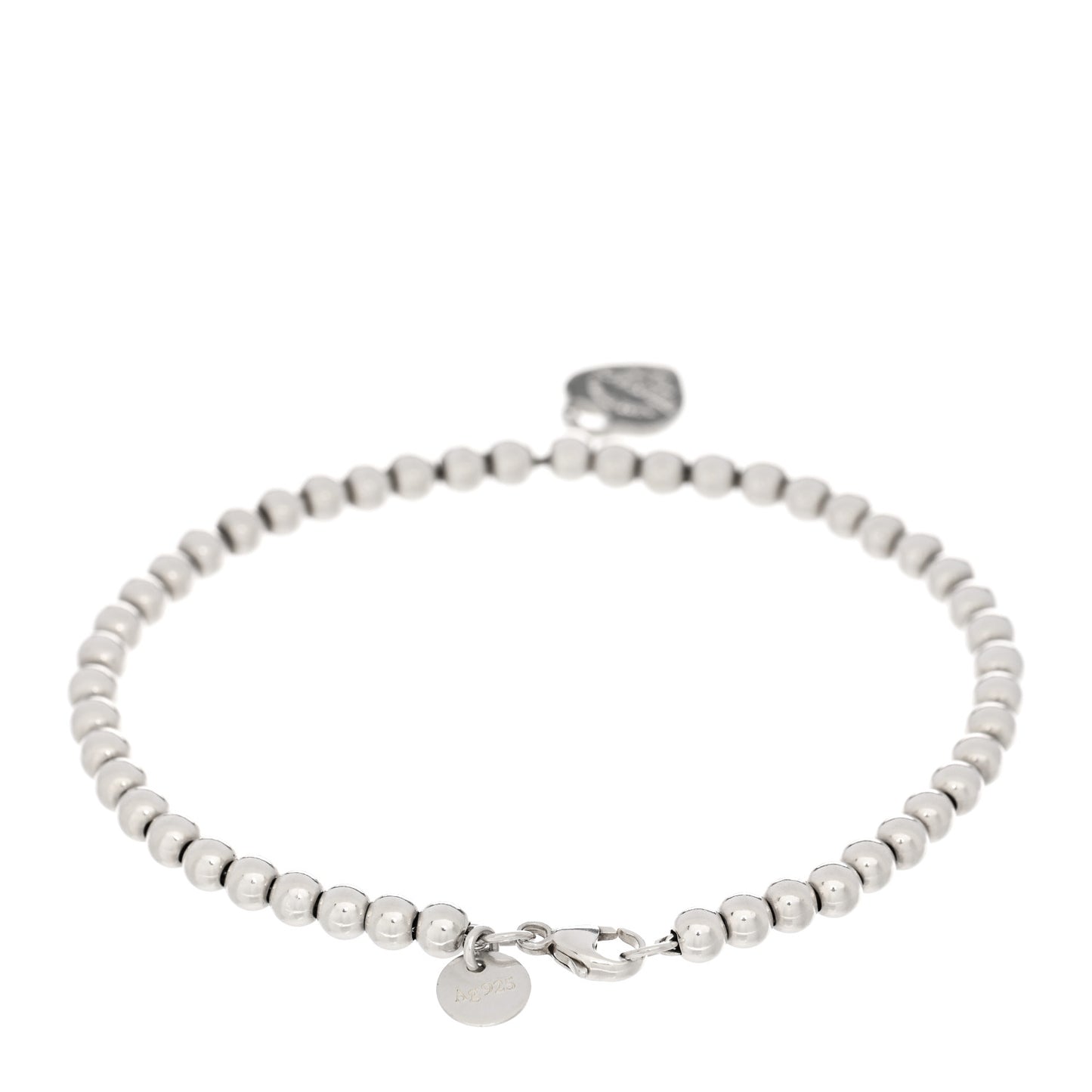 Sterling Silver Enamel 4mm Return To Tiffany Heart Tag Bead Bracelet Blue