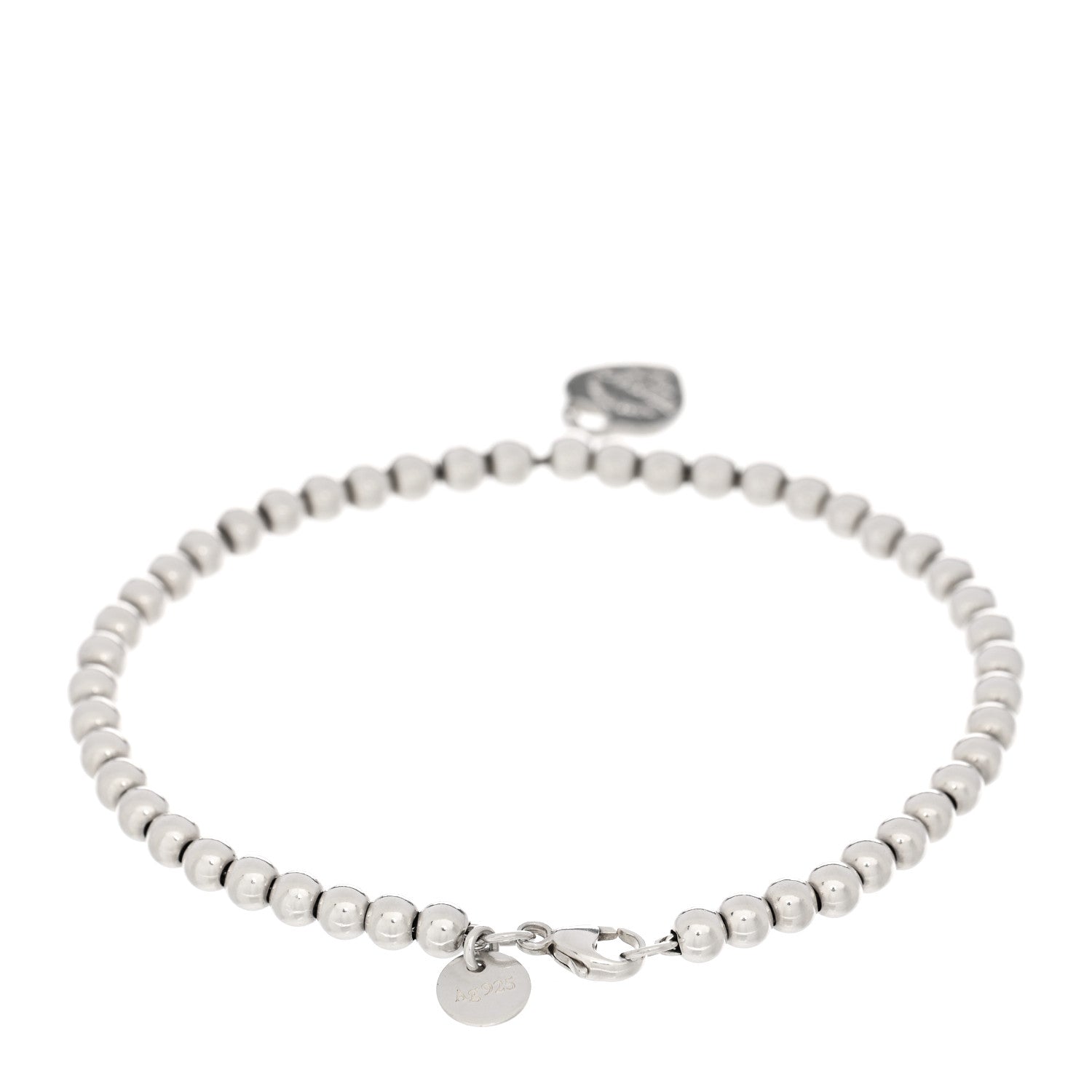 Tiffany Sterling Silver Enamel 4mm Return To Tiffany Heart Tag Bead Bracelet Blue 2 of 4