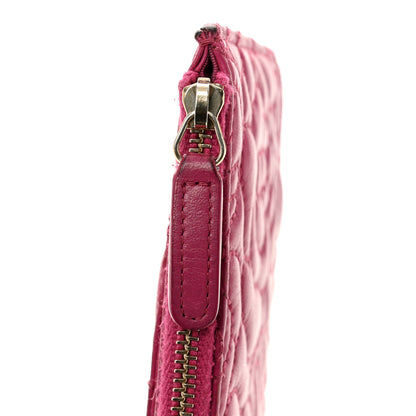 Chanel Lambskin Camellia Embossed Classic Zip Pouch Pink 11 of 12