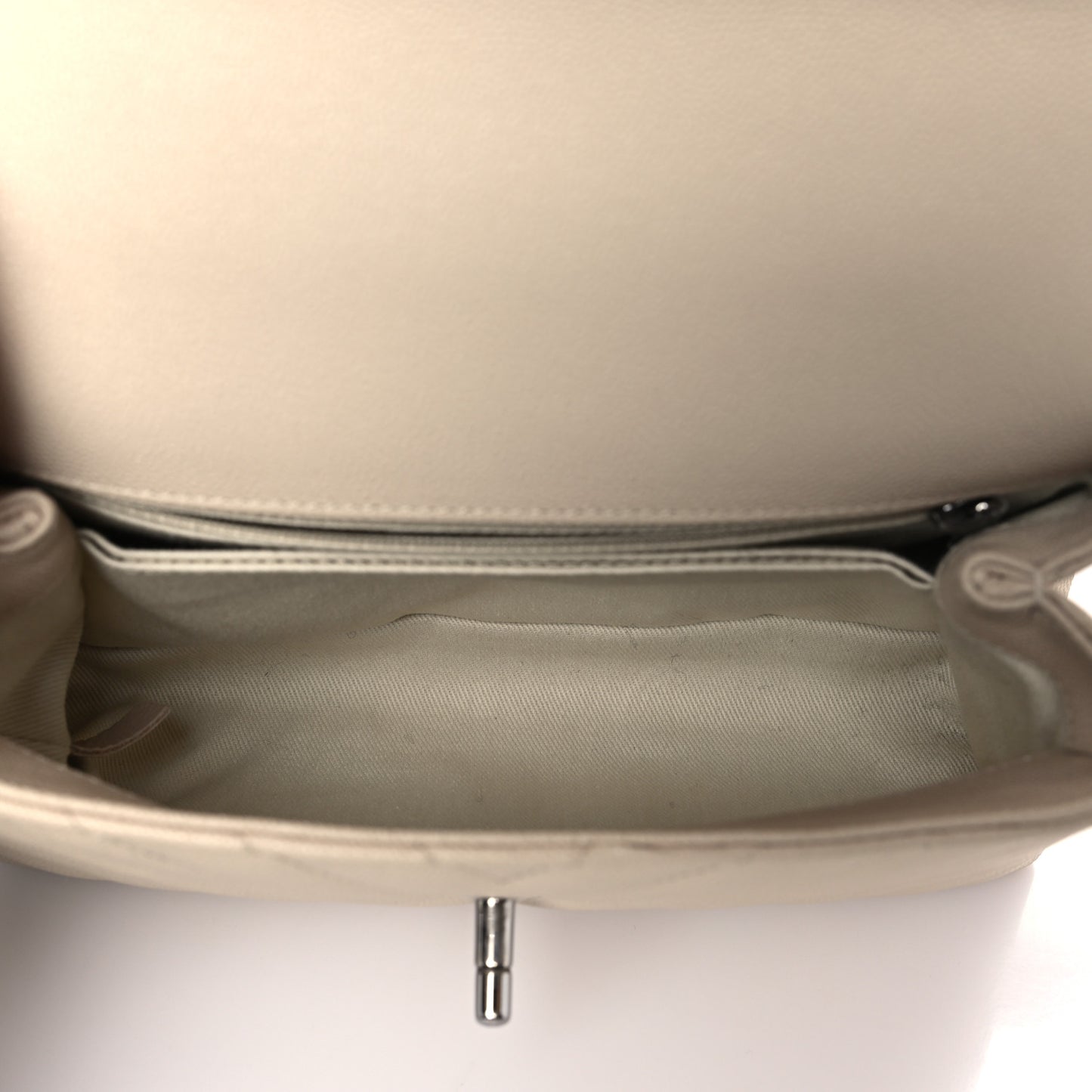 Caviar Chevron Quilted Mini Coco Handle Flap Beige