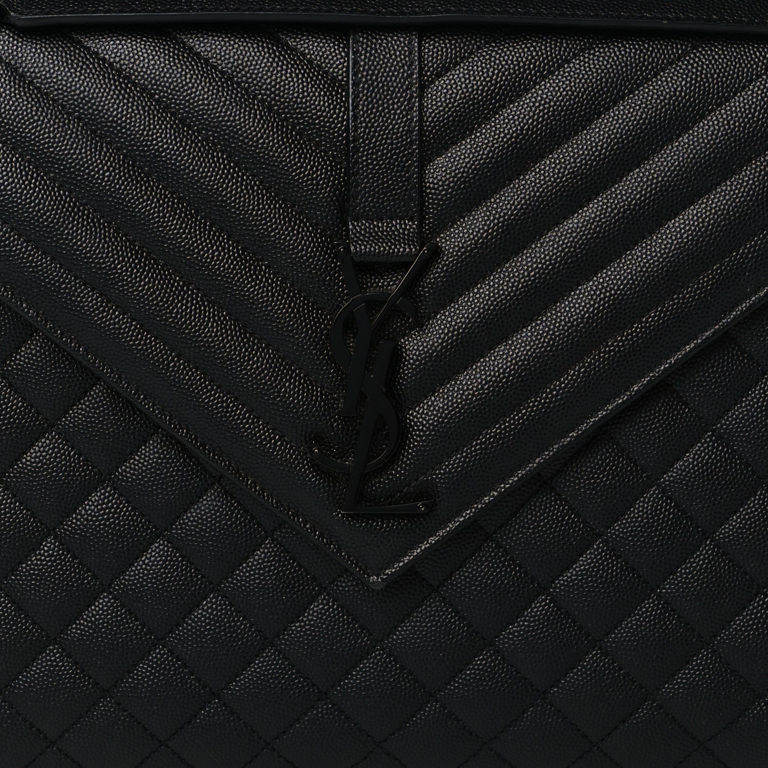 Saint Laurent Grain De Poudre Textured Mixed Matelasse Large Triquilt Monogram Monochrome Satchel Black 7 of 9