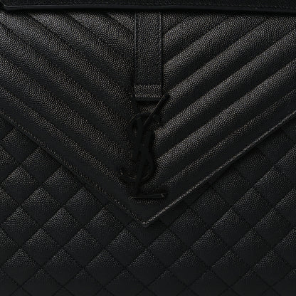 Saint Laurent Grain De Poudre Textured Mixed Matelasse Large Triquilt Monogram Monochrome Satchel Black 7 of 9