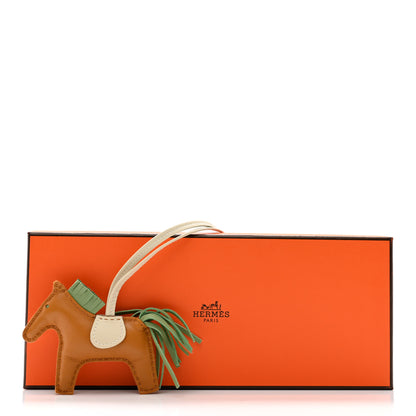 Hermes Milo Lambskin Grigri Rodeo Horse Bag Charm PM Sesame Vert Criquet Craie 4 of 4