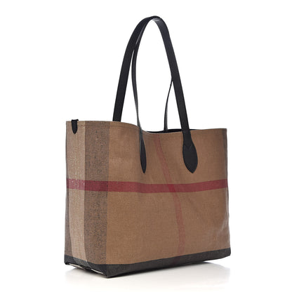 Burberry Coated Canvas Mega Check Medium Doodle Tote Black 4 of 15