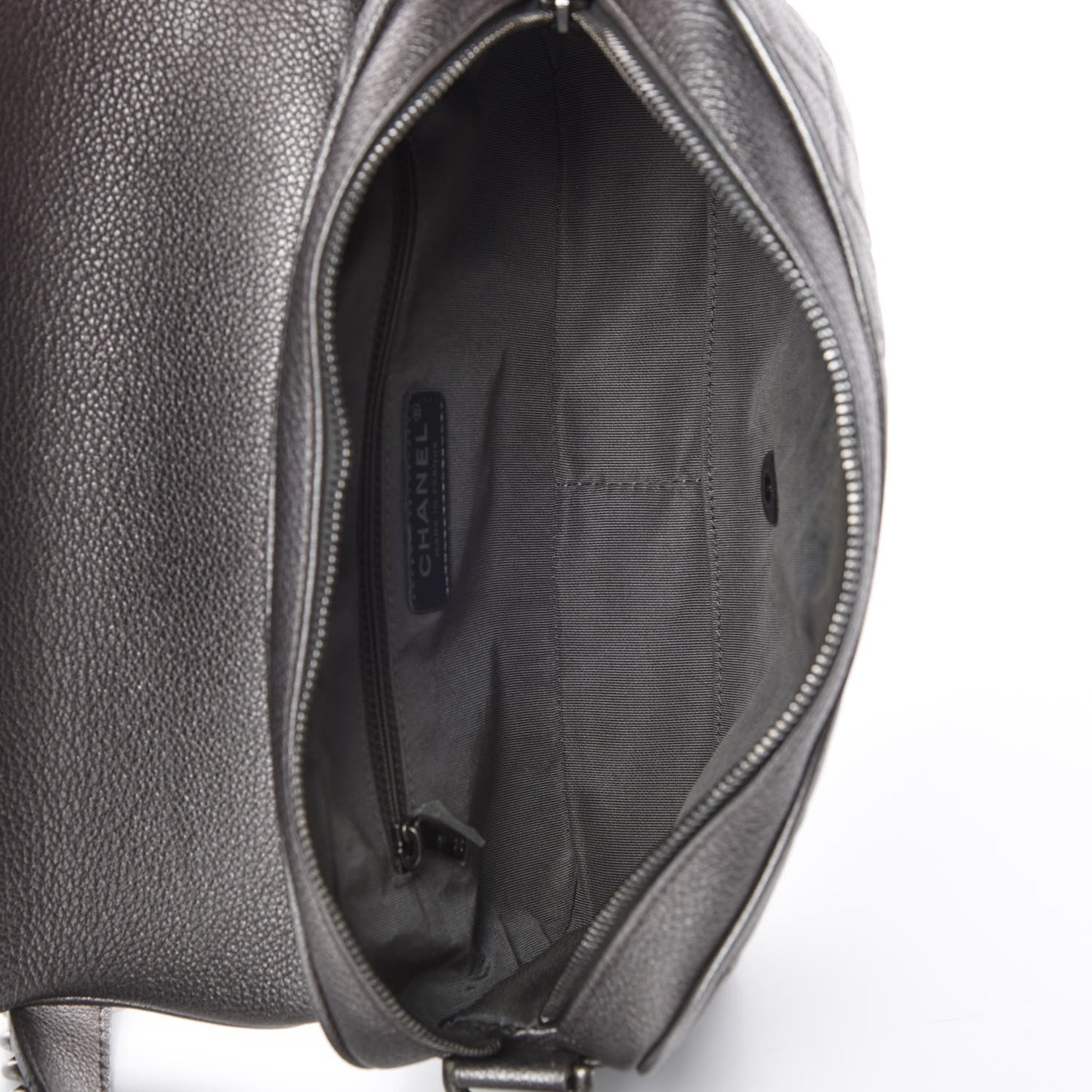 Metallic Calfskin Quilted Small Casual Rock Flap Silver