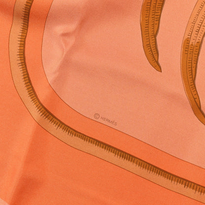Hermes Silk Dip Dye Tigre Royal Shawl 140 Mandarine Abricot Miel 4 of 5