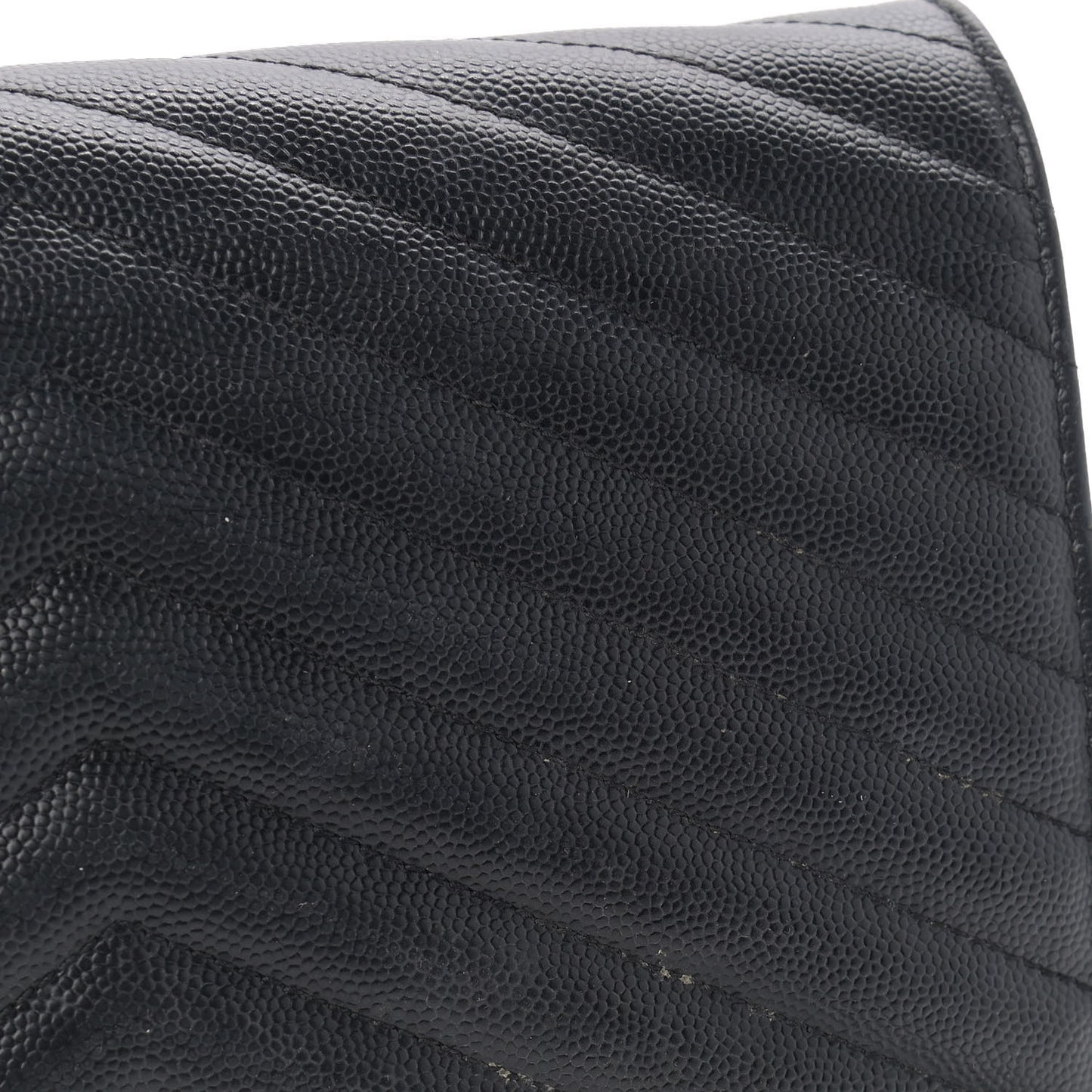Grain De Poudre Matelasse Chevron Monogram Chain Wallet Black