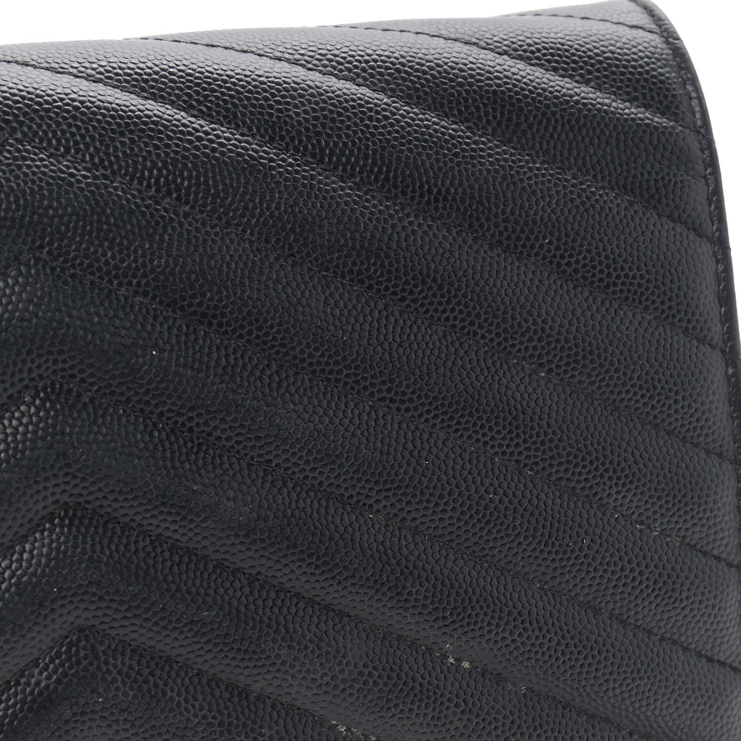Saint Laurent Grain De Poudre Matelasse Chevron Monogram Chain Wallet Black 11 of 14