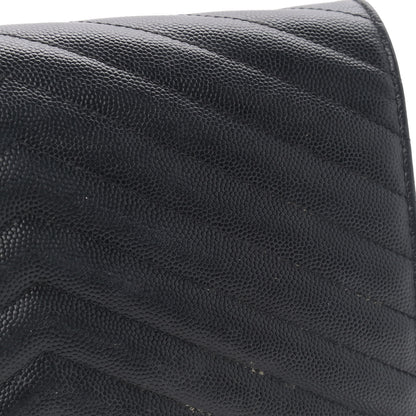 Saint Laurent Grain De Poudre Matelasse Chevron Monogram Chain Wallet Black 11 of 14