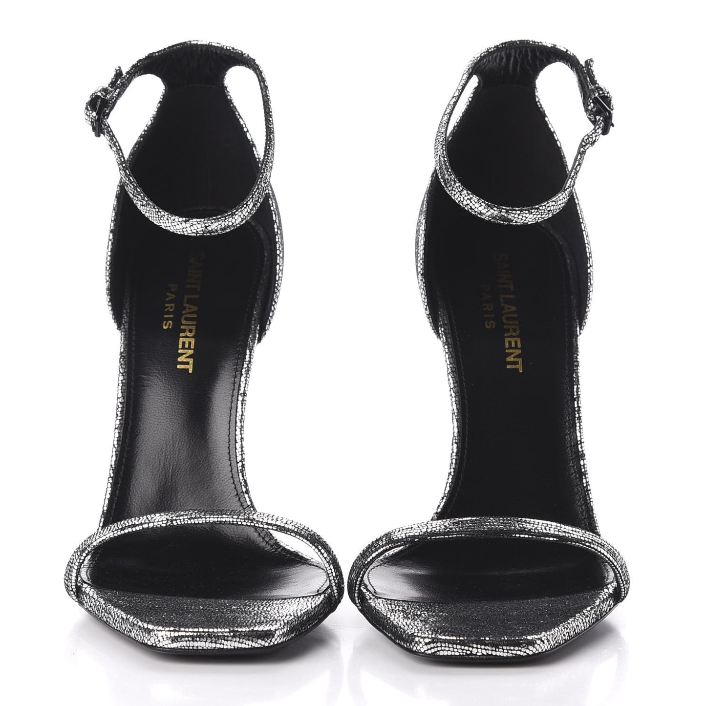 Metallic Calfskin Opyum 110 Sandals 37.5 Argento