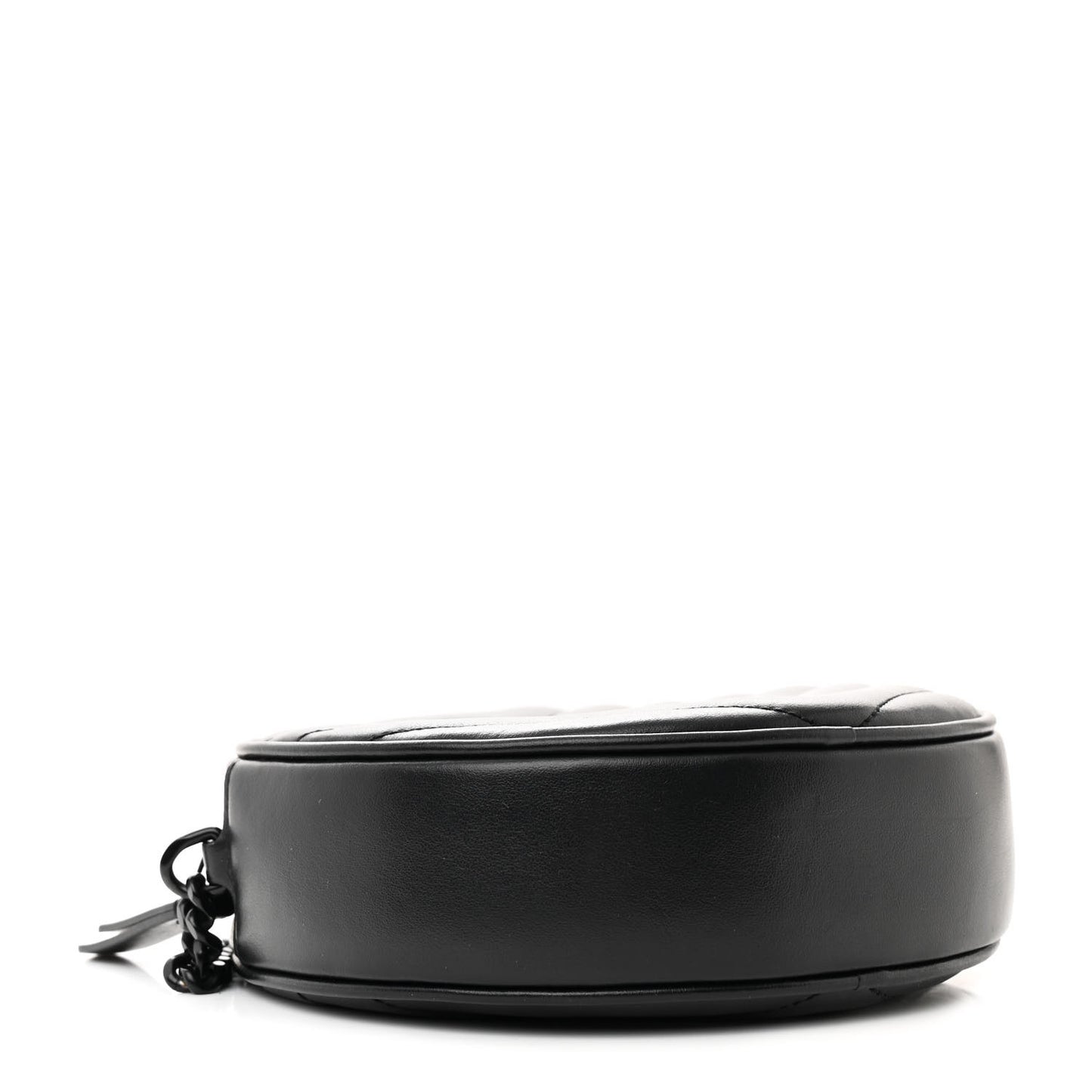 Calfskin Matelasse Chevron Round Vinyle Camera Bag Black