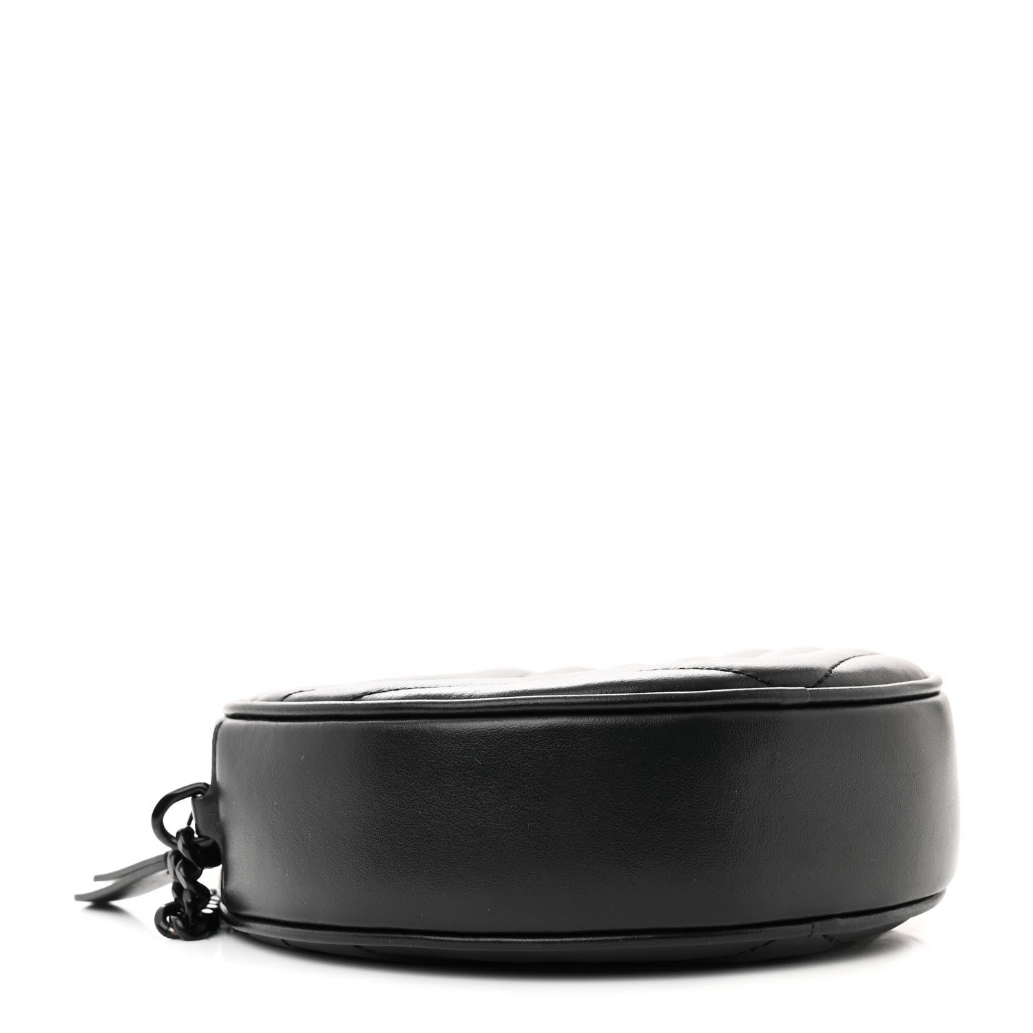 Saint Laurent Calfskin Matelasse Chevron Round Vinyle Camera Bag Black 4 of 13