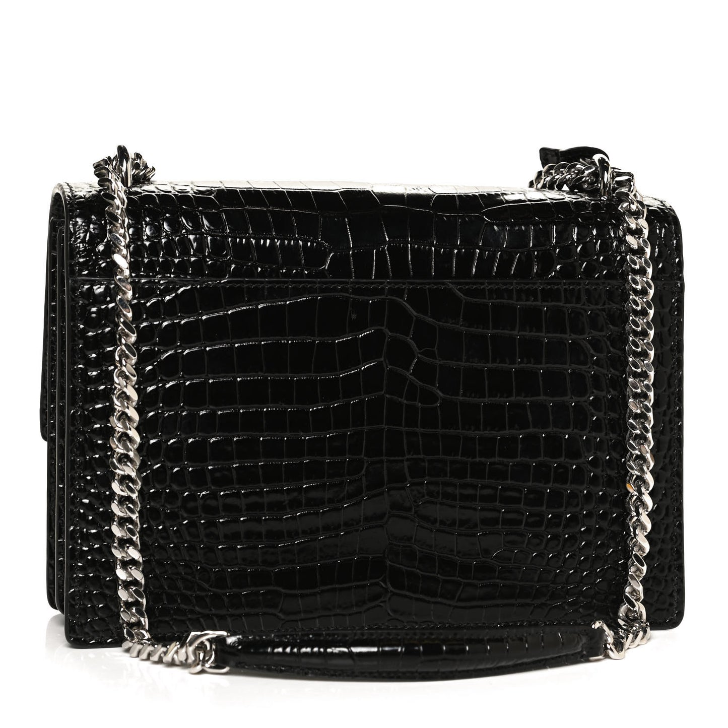 Calfskin Crocodile Embossed Medium Monogram Sunset Black