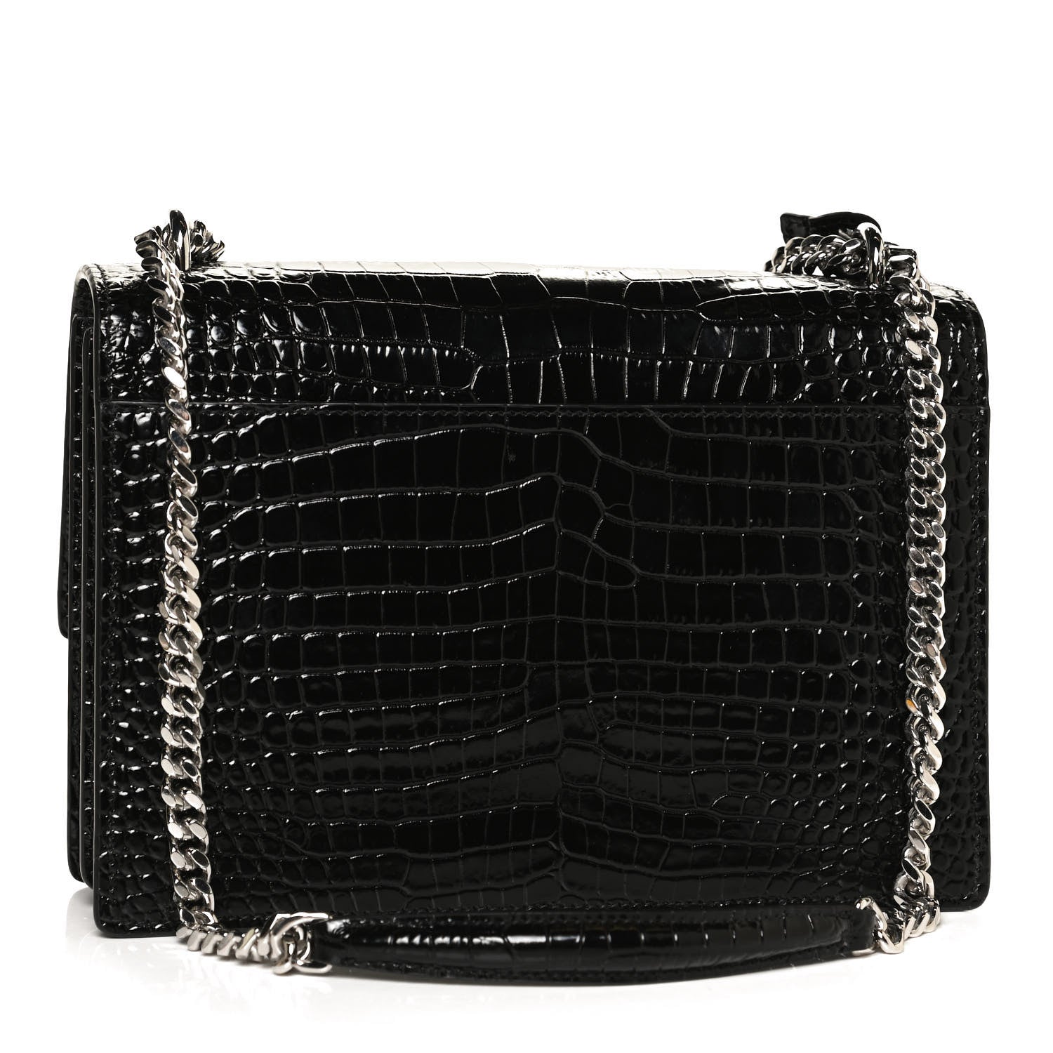 Saint Laurent Calfskin Crocodile Embossed Medium Monogram Sunset Black 2 of 12