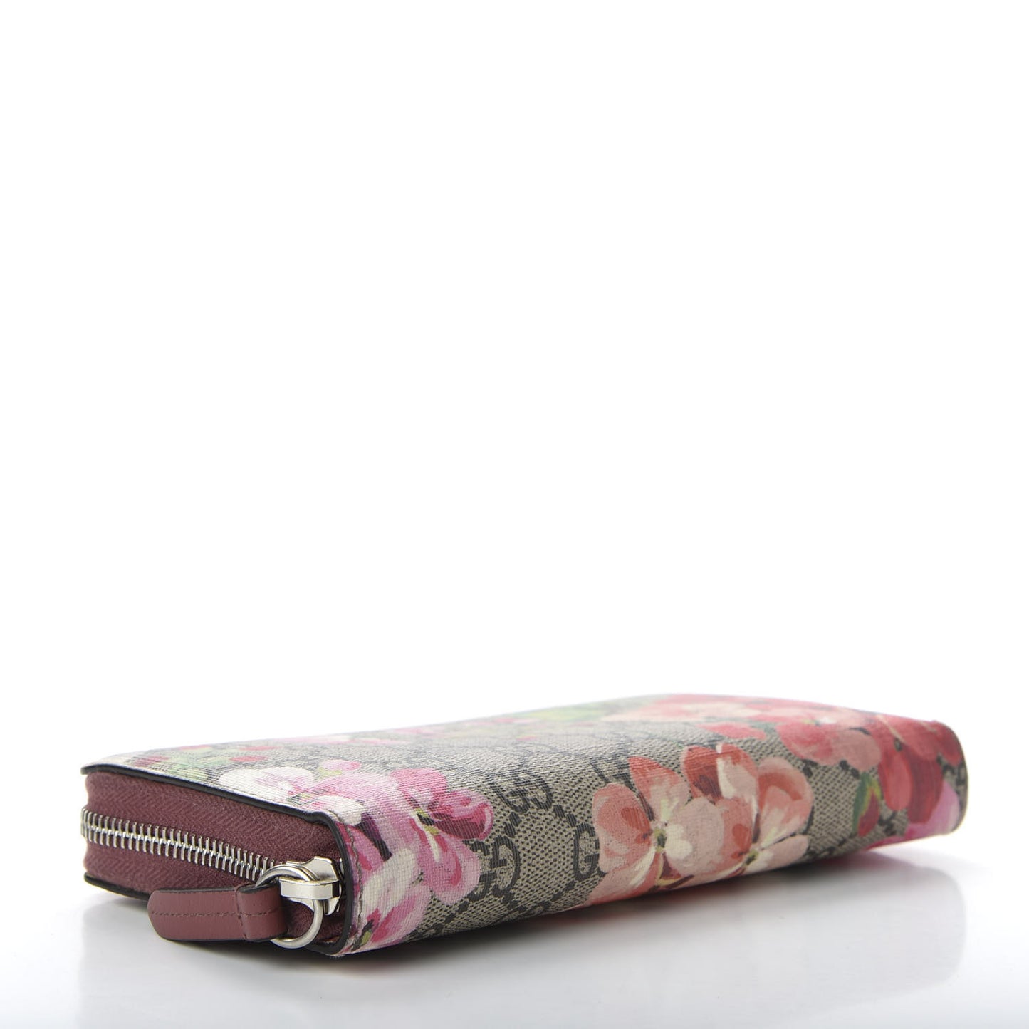 GG Supreme Monogram Blooms Zip Around Wallet Beige Multicolor Dry Rose