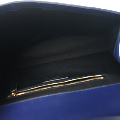 Saint Laurent Grain De Poudre Matelasse Chevron Large Monogram Satchel Navy Blue 5 of 10
