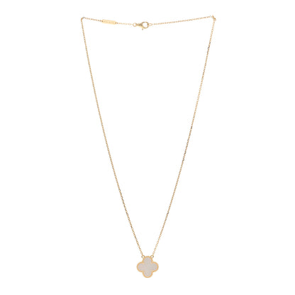 Van Cleef & Arpels 18K Yellow Gold Mother of Pearl Vintage Alhambra Pendant Necklace 3 of 5