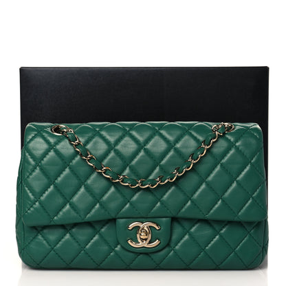 Chanel Lambskin Quilted Medium Double Flap Green 10 of 10