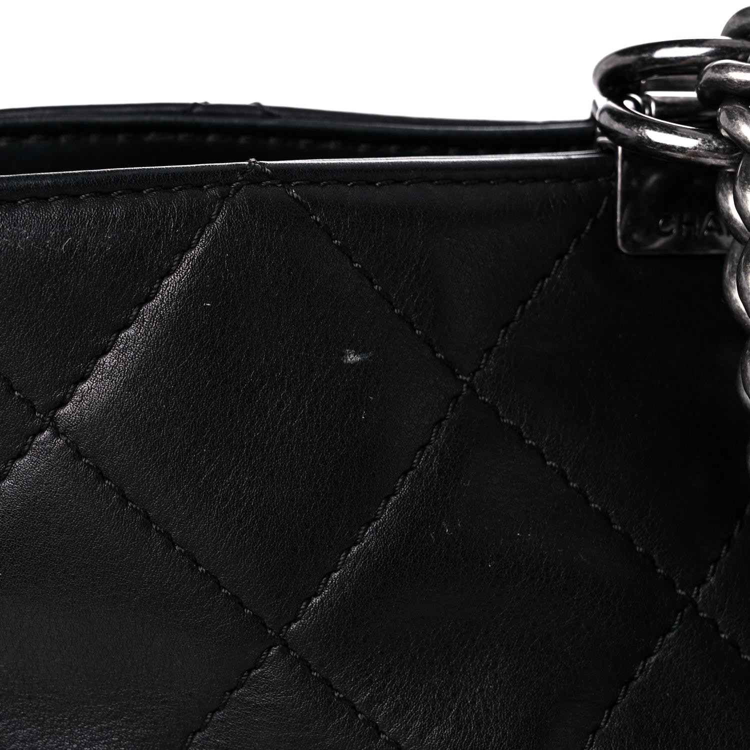 Chanel Sheepskin Quilted Chain Handle Large Shopping Tote Black 21 of 24