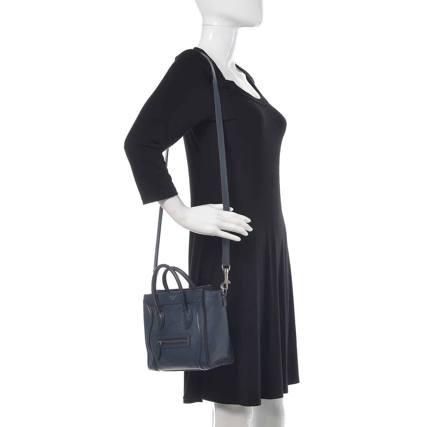 Celine Drummed Calfskin Nano Luggage Orage 2 of 17