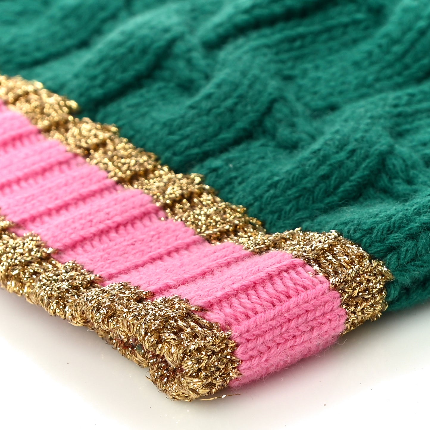 Wool Cashmere Polyamide Cable Knit Bonhate Beanie Hat M Grass Green Pink
